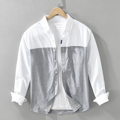 Camisa Patchwork de Manga Larga para Hombre - Image 5