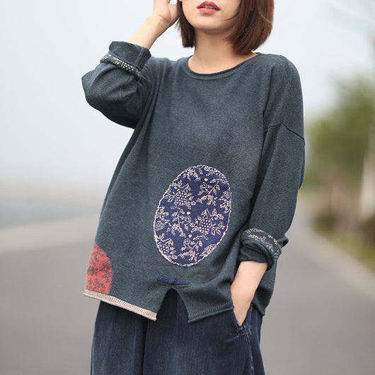 Suéter Largo Artístico de Tejido Jacquard Estilo Folclórico para Mujer - Image 5