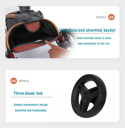 Cochecito de Bebé 3 en 1 con Rotación 360° y Cesta Amplia Plegable - Image 18