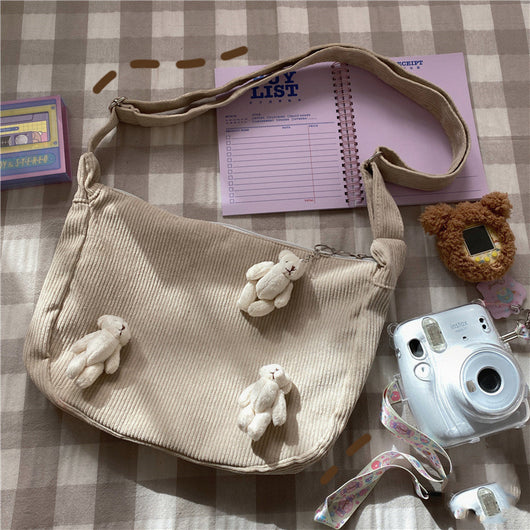 Bolsa Retro Vintage con Diseño de Dumpling - Bandolera de Pana con Asa Única - Image 21
