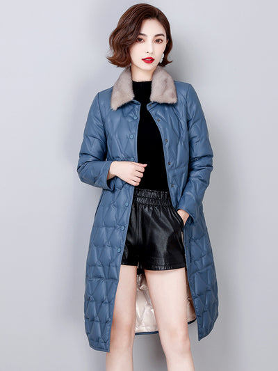 Abrigo de Cuero de Oveja con Cuello de Visón para Invierno - Image 12