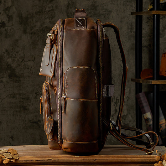 Mochila de Cuero Artesanal Estilo Británico Retro para Hombre - Image 9