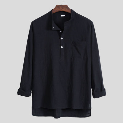 Camisa Casual de Algodón y Lino para Hombre Talla Grande - Image 11