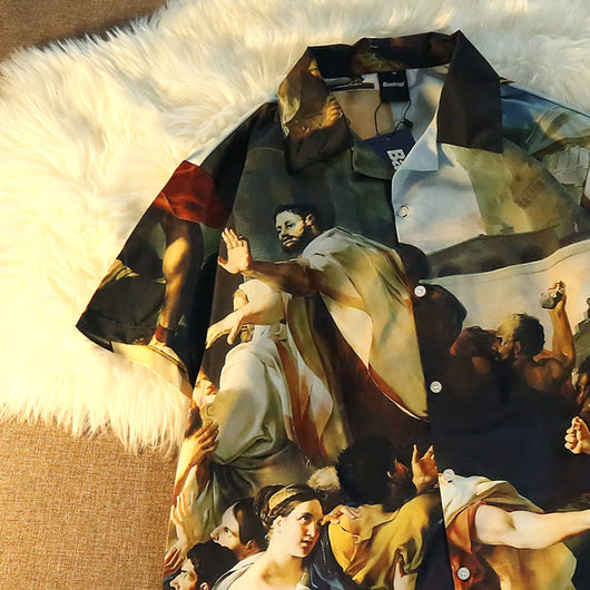 Camisa Hawaiana Retro con Estampado Óleo Artístico - Unisex Oversize Street Hip-Hop - Image 6