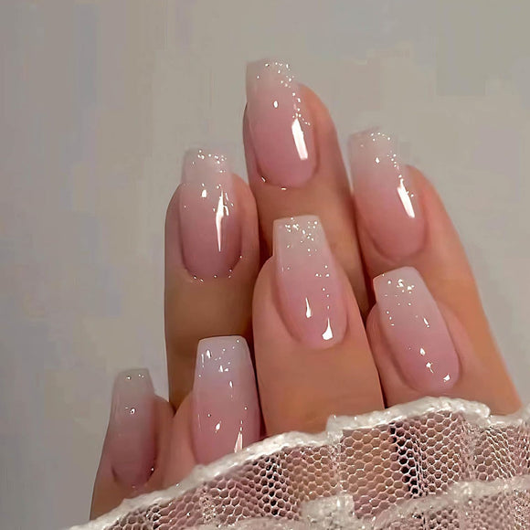 Uñas Postizas Francesas Mariposa Púrpura con Borde Negro - Stickers de Uñas Premium