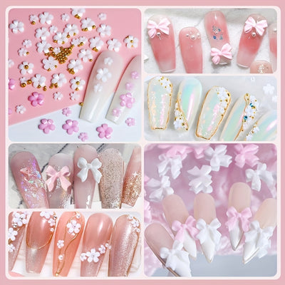 Adornos de Uñas de Resina Perla con Moño Mixto - Image 14