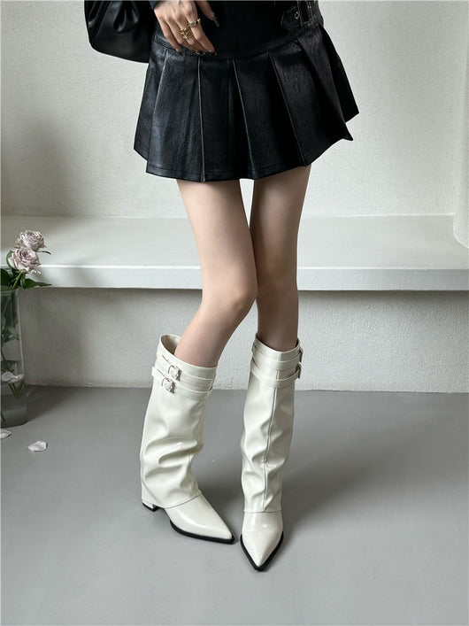 Botas Largas Hasta la Rodilla con Tacón Grueso y Punta Afilada - Image 18