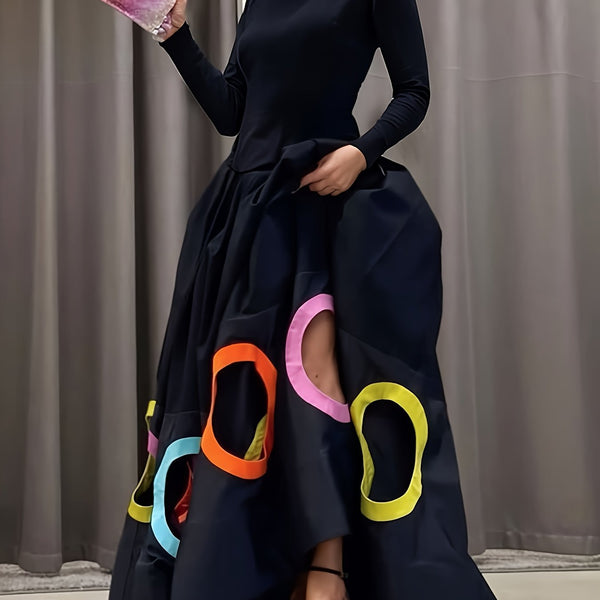 Vestido Largo Elegante para Mujer con Mangas Largas y Escote Redondo - Image 6
