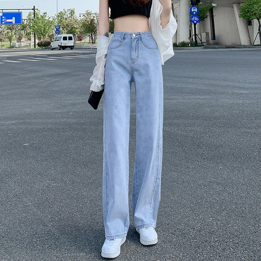 Jeans Rectos de Cintura Alta Holgados de Pierna Ancha para Mujer - Image 4