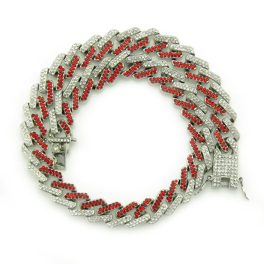 Collar Cadena Cubana Cuadrada con Diamantes Geométricos para Hombre - Image 18