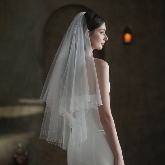 Velo de Novia Artesanal con Cuentas Bordadas - Image 4