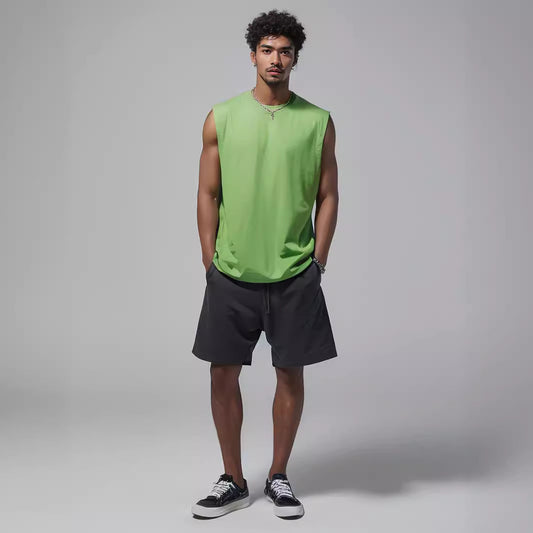 Camiseta Suelta sin Mangas para Hombre - Diseño Liso y Versátil - Image 2