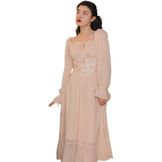 Vestido Largo de Manga Larga Diseño Retro Francés - Image 10