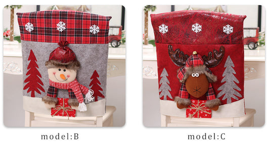 Funda de Silla 3D Navideña con Diseño de Papá Noel y Muñeco de Nieve - Image 8