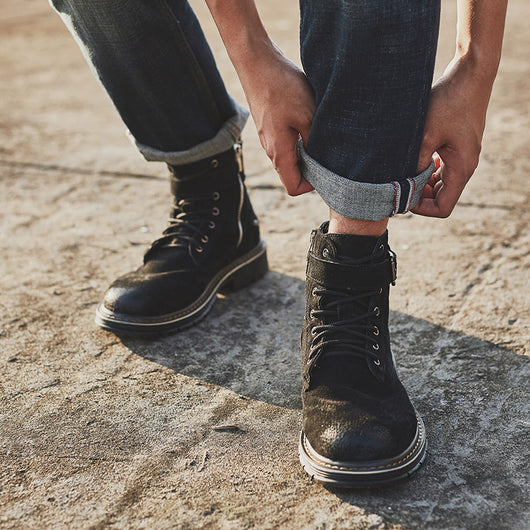 Botas Cortas Estilo Coreano Británico para Hombre - Diseño Otoñal Trendy - Image 6
