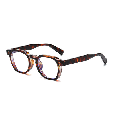 Black square-frame sunglasses with bright yellow lenses and small silver studs on the front corners. - Image 13