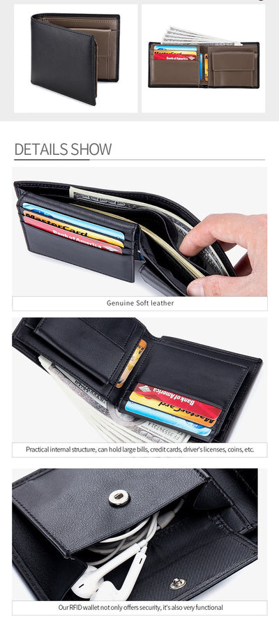 Billetera Corta de Cuero Genuino para Hombre - Diseño Trifold - Image 28