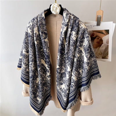 Poncho Dos Tonos Grueso y Cálido para Hombre - Image 15