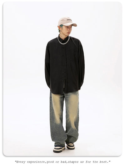 Camisa Larga Drapeada Estilo Japonés para Hombre - Image 21