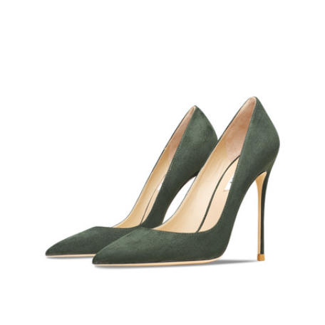 Tacones Altos de Gamuza Verde Oscuro para Mujer - Image 18