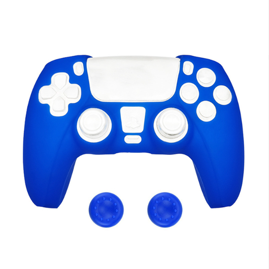 Blue silicone protective sleeve for a Sony PS5 game controller, featuring cutouts for buttons and joysticks. - Image 9