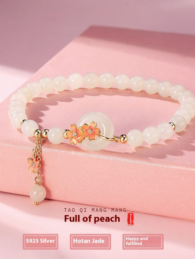 Joya de Jade Hetian con Plata 925 - Diseño Flor de Cerezo Estilo Mori Elegante - Image 7