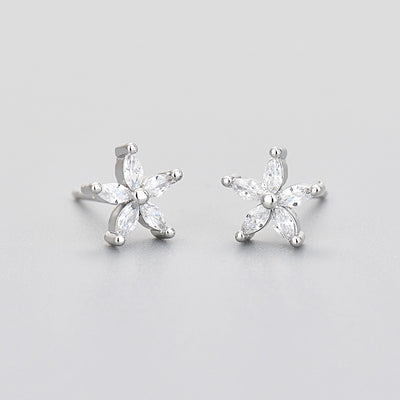 Aretes de Piedra de Caballo con Flor de Cinco Pétalos y Diamantes de Color - Image 18
