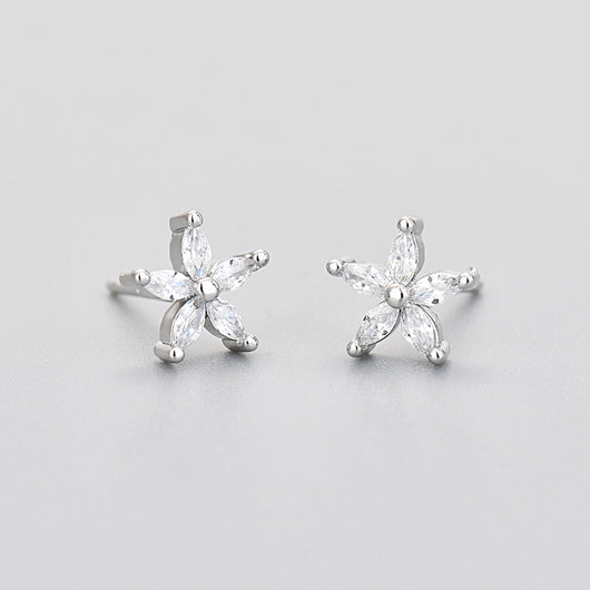 Aretes de Piedra de Caballo con Flor de Cinco Pétalos y Diamantes de Color - Image 18