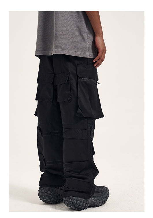 Pantalones Casuales Retro para Hombre con Bolsillos Múltiples y Cierre Lateral - Image 18
