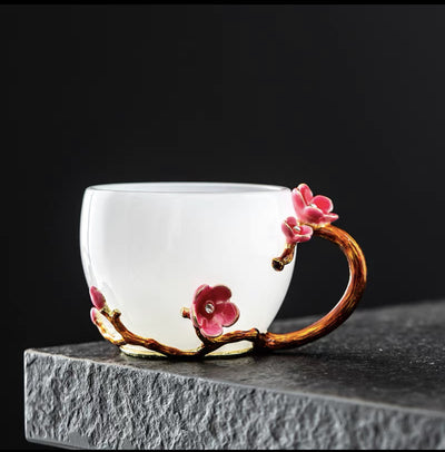 Taza de Té Jade Porcelana Blanca con Esmalte Colorido - Image 17