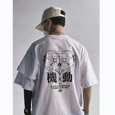 Camiseta Suelta Casual con Estampado de Viento - Manga Corta Funcional - Image 17