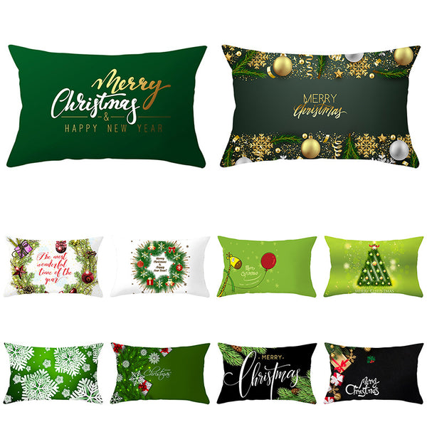 Funda de Almohada Navideña Serie Verde con Estampado Piel de Melocotón