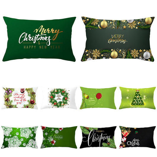 Funda de Almohada Navideña Serie Verde con Estampado Piel de Melocotón
