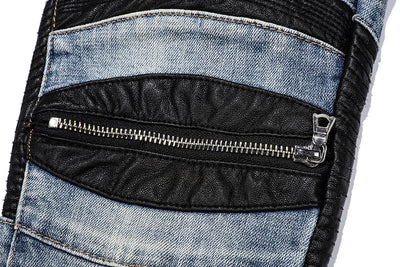 Jeans Slim Fit Motociclista con Parches de Cuero y Cierre Ajustado - Image 2