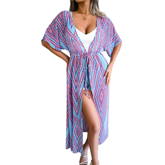 Cardigan Playero Estampado Mujer con Cierre de Cordones - Image 7
