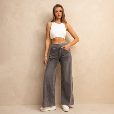 Jeans Cintura Alta Grises Holgados para Mujer - Image 17