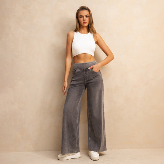 Jeans Cintura Alta Grises Holgados para Mujer - Image 17