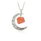 Natural Stone Crystal Necklace Vintage Ancient Plateado Rojo