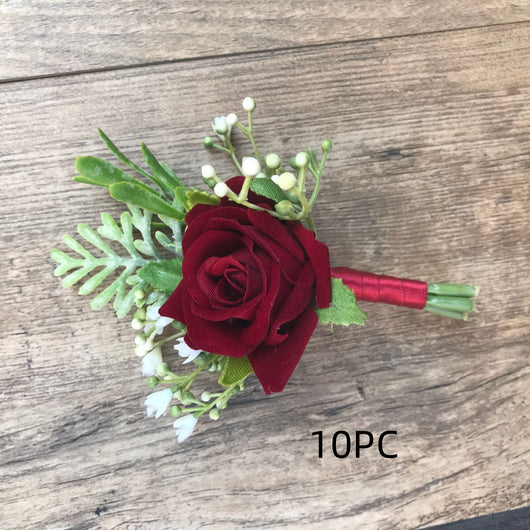 Corsage de Novia y Novio con Rosas de Seda Coreanas - Pequeños Capullos para Antes de la Boda - Image 16