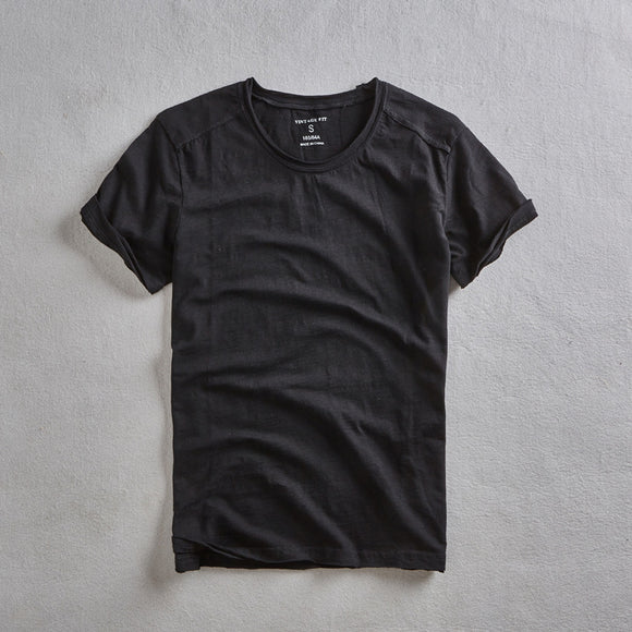 Camiseta de Manga Corta para Hombre en Algodón con Rayas de Bambú
