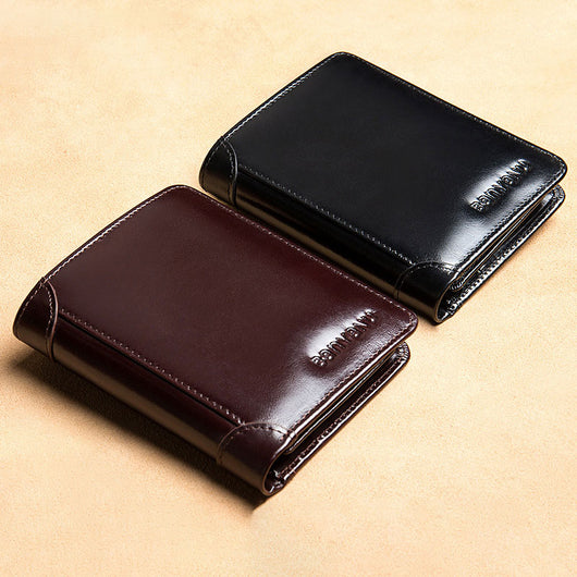 Billetera Vertical Tri-fold de Cuero Mate para Hombre - Image 9