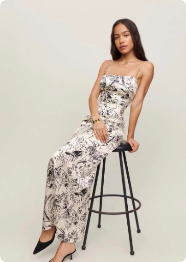 Vestido de Vacaciones en Satén Floral Lavado a la Seda - Image 4