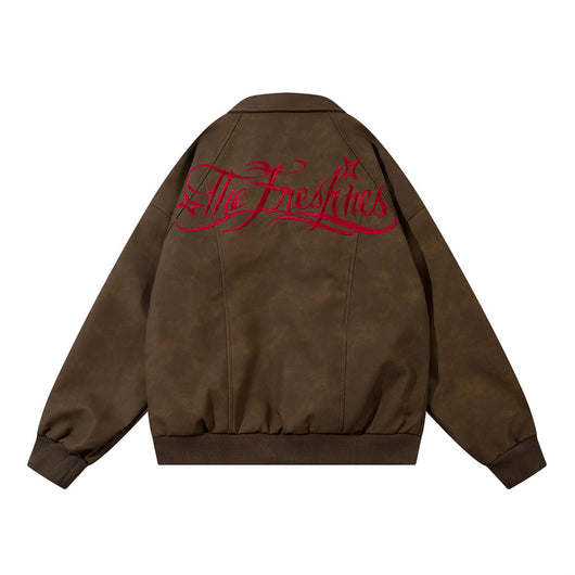 Chaqueta de Cuero Suelta con Bordado Gótico - Image 2