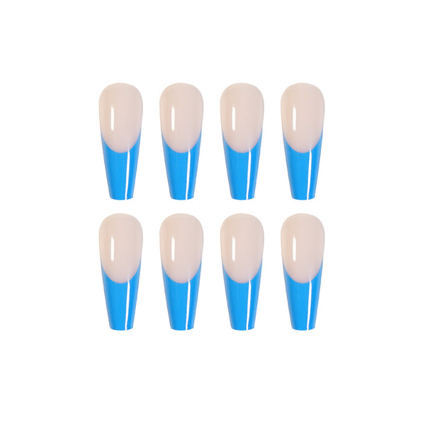 Manicura Francesa Azul Ballet Larga - Image 4
