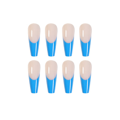 Manicura Francesa Azul Ballet Larga - Image 4