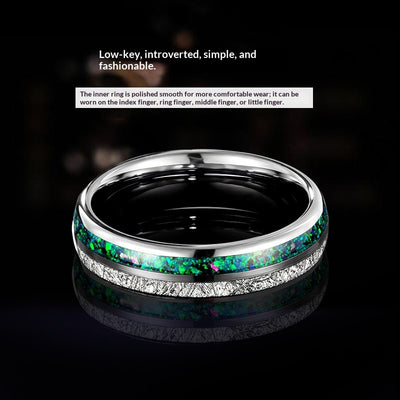 Anillo de Tungsteno con Incrustaciones de Plata y Estrellas - Image 3