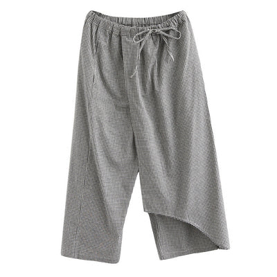 Pantalones Casuales Talla Grande en Algodón y Lino a Cuadros - Image 19