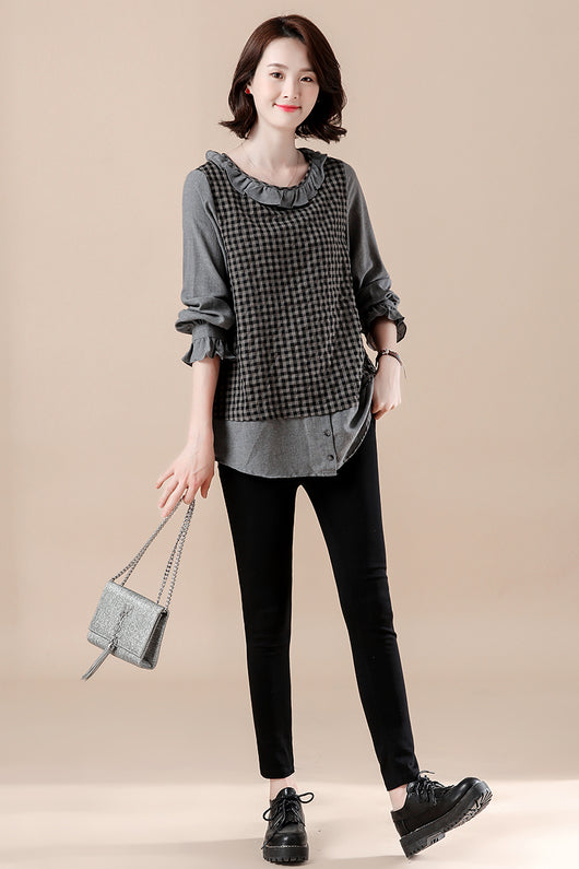 Blusa Artística Tallas Grandes en Algodón y Lino con Efecto Reductor - Image 11