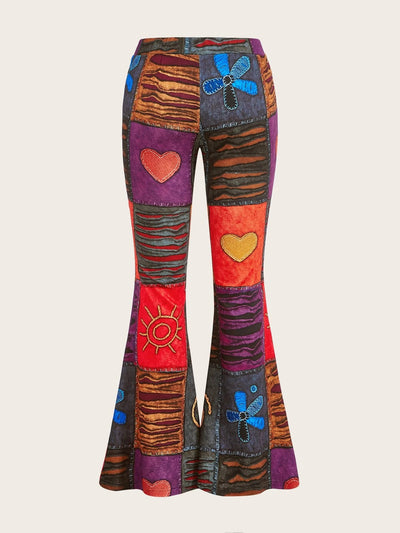 Pantalones Bootcut Ajustados con Estampado Abstracto Moderno - Image 17