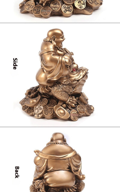 Buda Maitreya de Cobre sobre Sapo Dorado - Ornamento de Abundancia - Image 7